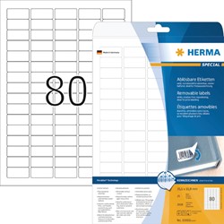 Etiket HERMA 10003 35.6x16.9mm verwijderbaar wit 2000stuks