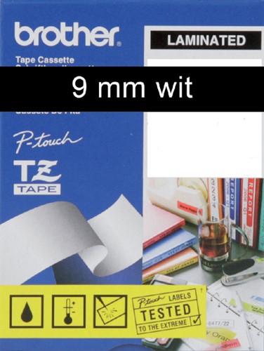 Labeltape Brother P-touch TZe-325 standaard 9mm wit op zwart-3