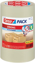 Verpakkingstape tesapack® Strong 50mmx66m PP transparant 3 rollen