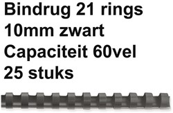 Bindrug Fellowes 10mm 21rings A4 zwart 25stuks