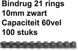 Bindrug Fellowes 10mm 21rings A4 zwart 100stuks