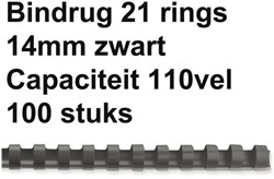 Bindrug Fellowes 14mm 21rings A4 zwart 100stuks