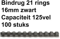 Bindrug Fellowes 16mm 21rings A4 zwart 100stuks