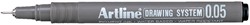 Fineliner Artline technisch 0.05mm zwart