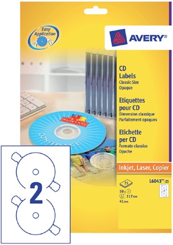 Etiket Avery L6043-25 CD wit 50 stuks-2