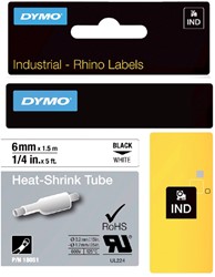 Labeltape Dymo Rhino 18051 6mmx1.5m krimpkous zwart op wit