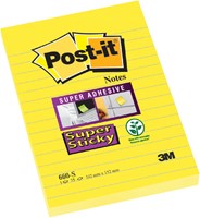 Memoblok Post-it 660 Super Sticky 102x152 geel met lijn 75 vel