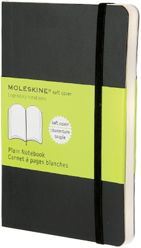 Notitieboek Moleskine pocket 90x140mm blanco soft cover zwart