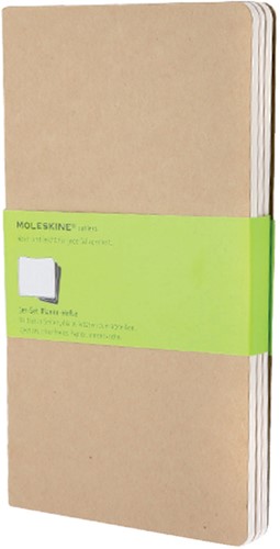 Schrift Moleskine 130x210mm blanco 160 pagina's 70gr kraft set à 3 stuks