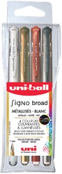 Gelschrijver Uni-ball Signo Broad metallic etui à 4 kleuren