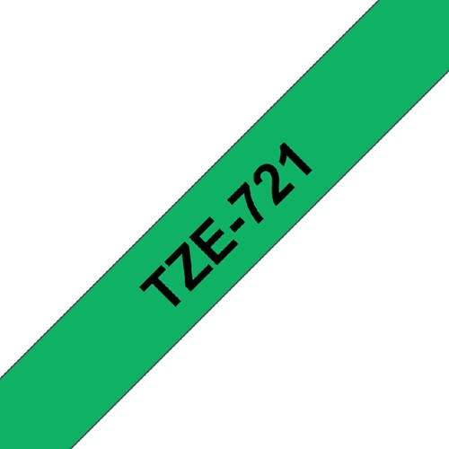 Labeltape Brother P-touch TZe-721 standaard 9mm zwart op groen-2