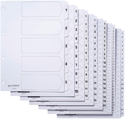 Tabbladen Quantore 4-gaats 1-10 genummerd wit karton-2