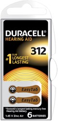 Batterij Duracell Hearing DA312 Ø7,9mm 180mAh 6 stuks