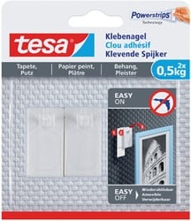 Klevende spijker tesa® behang en pleisterwerk 0,5kg wit 2 stuks