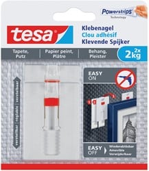 Klevende spijker tesa® behang en pleisterwerk 2kg verstelbaar wit 2 stuks
