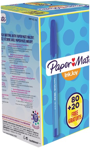 Balpen Paper Mate Inkjoy 100 medium blauw valuepack 80+20 gratis-2