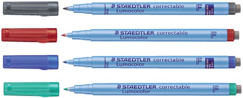 Viltstift Staedtler Lumocolor 305 non permanent correctable F blauw-2