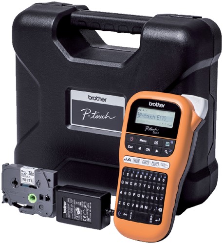 Labelprinter Brother P-touch TZe PT-E110 draagbaar qwerty 12mm oranje-2
