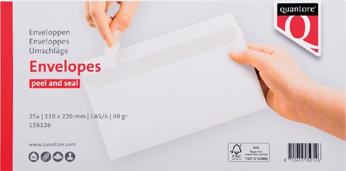 Envelop Quantore bank EA5/6 110x220mm zelfklevend wit 25stuk-3