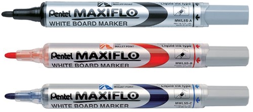 Viltstift Pentel MWL5S Maxiflo whiteboard rond 1mm rood-2
