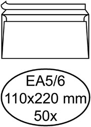 Envelop Hermes bank EA5/6 110x220mm zelfklevend wit pak à 50 stuks