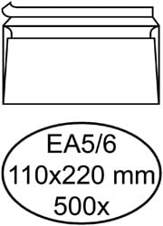 Envelop Hermes bank EA5/6 110x220mm zelfklevend wit doos à 500 stuks