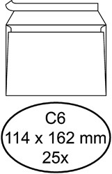 Envelop Quantore bank C6 114x162mm zelfklevend wit 25stuks