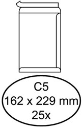 Envelop Quantore akte C5 162x229mm zelfklevend wit 25stuks