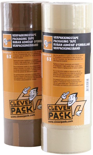 Verpakkingstape CleverPack 48mmx66m bruin PP pak à 6 rol-2
