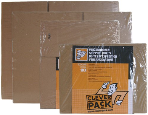 Verzenddoos CleverPack enkelgolf 200x200x110mm bruin pak à 30 stuks-2