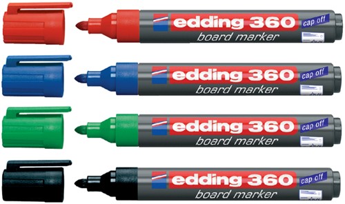 Viltstift edding 360 whiteboard rond 1.5-3mm assorti blister à 4 stuks-2