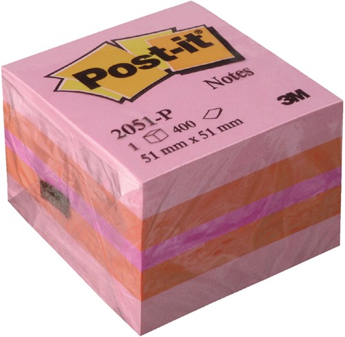 Memoblok 3M Post-it 2051 51x51mm kubus roze-2