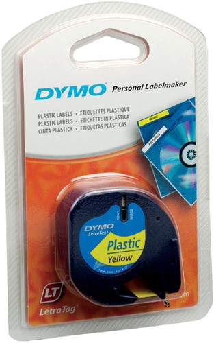 Labeltape Dymo letratag 91202 12mmx4m plastic zwart op geel-3