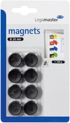 Magneet Legamaster 20mm 250gr zwart 8stuks