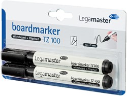 Viltstift Legamaster TZ 100 whiteboard rond 1.5-3mm zwart blister à 2 stuks