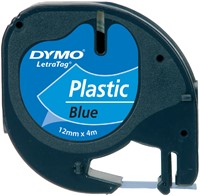 Labeltape Dymo letratag 91205 12mmx4m plastic zwart op blauw-1